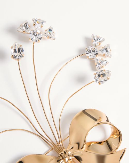 Valentino Garavani - Papier Floral Brooch In Metal, Pearl And Swarovski® Crystals - Gold/cream/crystal - Woman - Fashion Jewelry