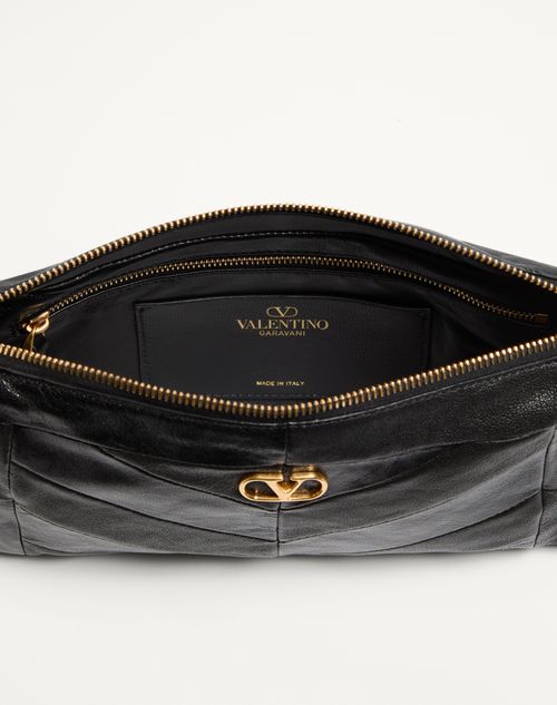 Valentino Garavani - Valentino Garavani Panthea Small Shoulder Bag In Nappa Leather With A Chevron Pattern - Black - Woman - Shoulder Bags
