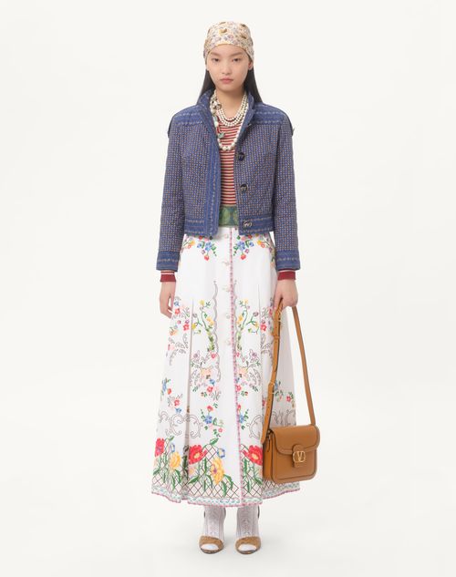 Valentino - Embroidered Cotton And Linen Skirt - White/multicolour - Woman - Skirts
