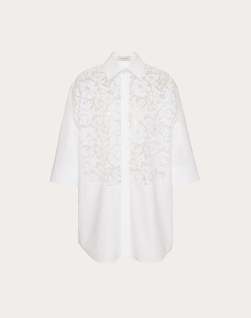 Valentino - Cotton Poplin And Heavy Lace Shirt - Optic White - Woman - Shirts And Blouses