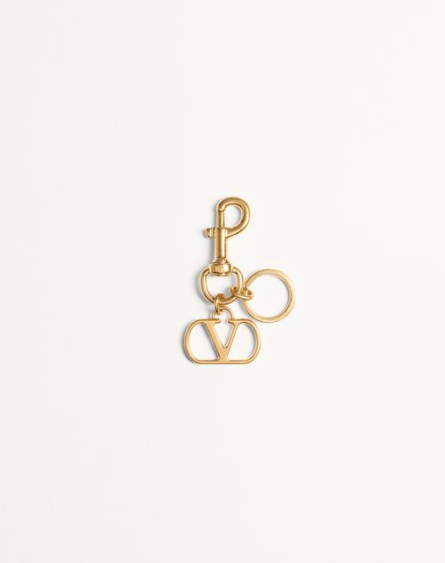 Valentino Garavani - Vlogo Signature Metal Bag Charm With Key Ring - Antique Brass - Woman - Bag Charms And Keyrings