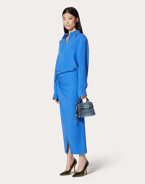 Valentino Garavani - Mini Vsling Denim Handbag With Rhinestones - Blue - Woman - Valentino Garavani Vsling