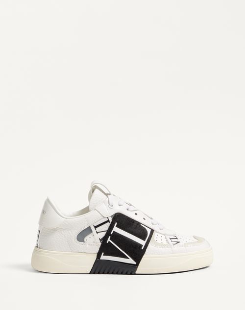 Valentino Garavani - Vl7n Sneaker In Banded Calfskin Leather - White/ Black - Woman - Sneakers