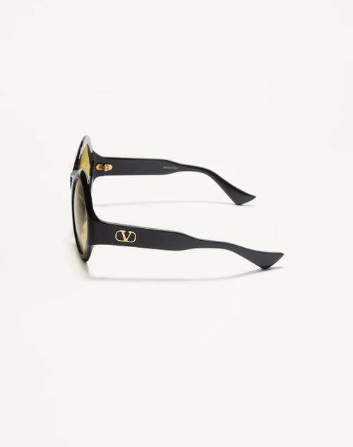Valentino - Round Acetate Eyewear - Black/yellow - Unisex - Eyewear