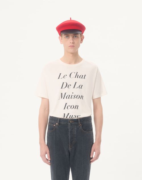 Valentino - Camiseta Valentino De Algodón Con Estampado Le Chat De La Maison Icon Muse Anti Hero - Marfil - Hombre - Camisetas Y Sudaderas