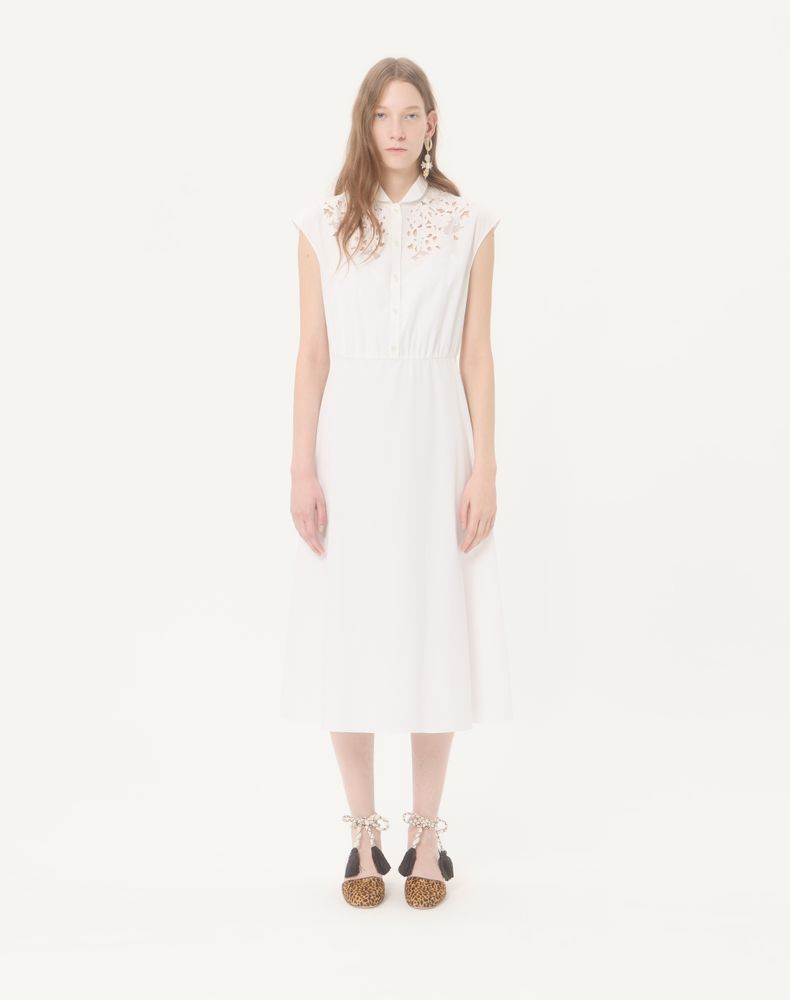 Valentino Embroidered Poplin Midi Dress Woman White 44