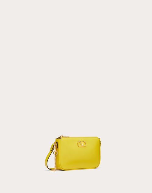 Valentino Garavani - Mini Vlogo Signature Crossbody Tasche Aus Kalbsleder - Cedar Yellow - Frau - Summer Totes - Bags (vlogo Totes/signature)