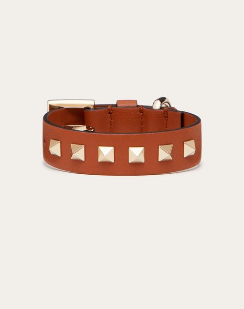 Valentino Garavani - Valentino Garavani Rockstud Pet Collar 20 Mm - Saddle Brown - Woman - Pet Accessories