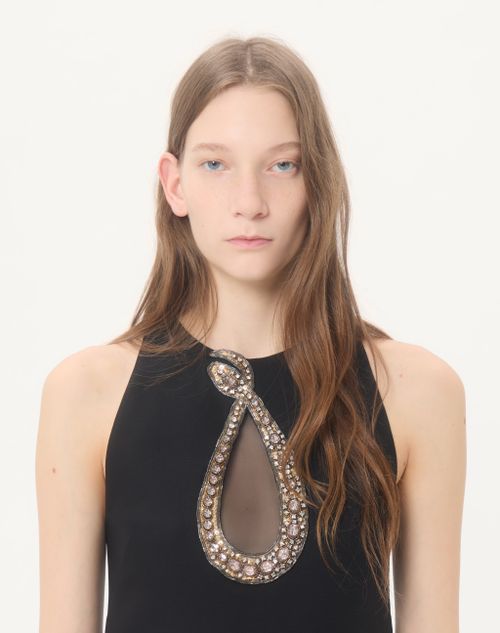 Valentino - Besticktes Kurzes Crepe Couture Kleid - Schwarz/crystal - Frau - Kleider