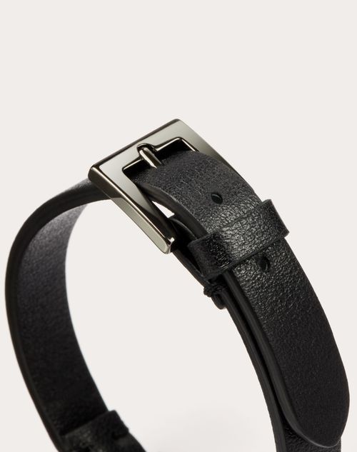 Valentino Vlogo Signature Leather Bracelet - Black