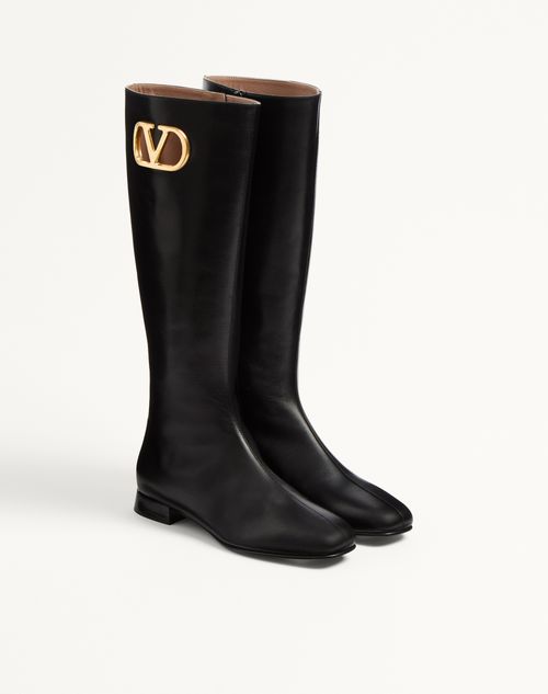Valentino Garavani - Vlogo Signature Kidskin Boot 20mm - Black - Woman - Boots