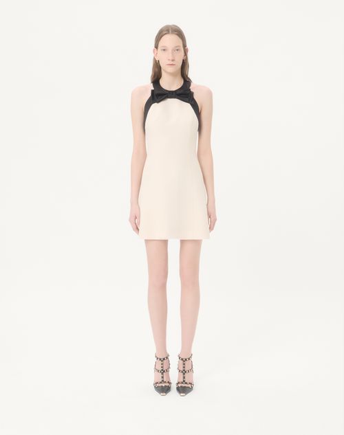 Valentino - Abito Corto In Crepe Couture - Vaniglia/nero - Donna - Abiti