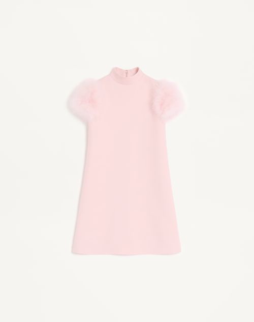Valentino - Short Crepe Couture Dress With Feathers - Rose - Woman - Dresses
