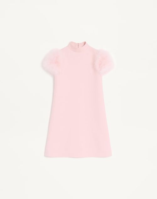Valentino - Short Crepe Couture Dress With Feathers - Rose - Woman - Dresses