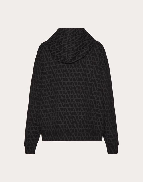 Valentino - Cotton Hooded Sweatshirt With Zipper And Toile Iconographe Print - Black - Man - T-shirts And Sweatshirts