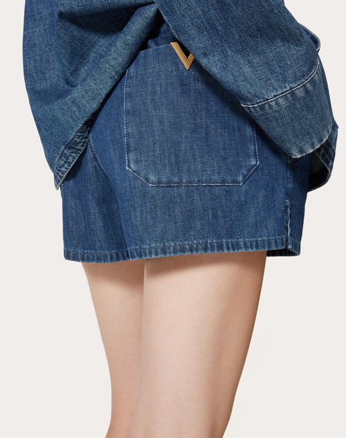 Valentino Garavani denim chambray bermuda shorts - Blue