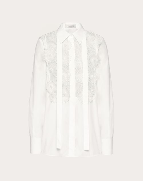 Valentino - Embroidered Cotton Poplin Shirt - Optic White - Woman - Woman Ready To Wear Sale