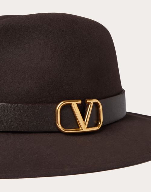 Valentino Garavani - Chapeau Fedora Vlogo Signature - Fondant - Femme - Gants Et Chapeaux