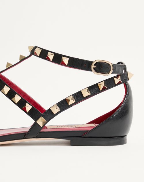 Valentino Garavani - Rockstud Kidskin Ballerinas - Black - Woman - Ballerinas