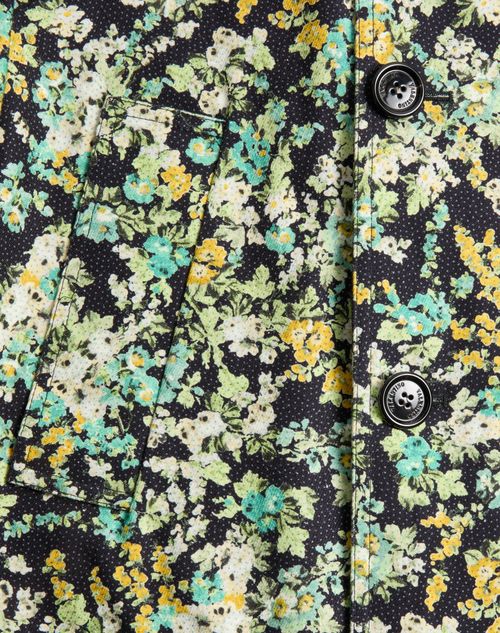 Valentino - Valentino Single-breasted Coat In Cotton Drill With Papier Floral Print - Black/multicolour - Man - Coats And Blazers