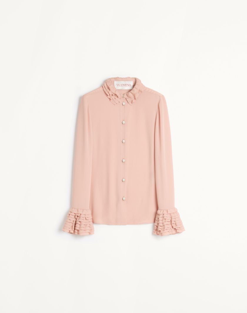 Valentino Handbags Camicia In Georgette per Donna in Rose Mist | Valentino IT