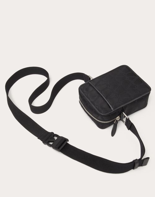 Small Black Iconographe Nylon Shoulder Bag for Man in Black Valentino ID