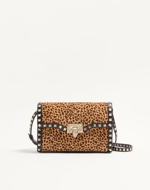 Valentino Garavani - Valentino Garavani Rockstud Small Shoulder Bag In Pony-effect Calfskin With Animal Print - Animal Print - Woman - Valentino Garavani Rockstud