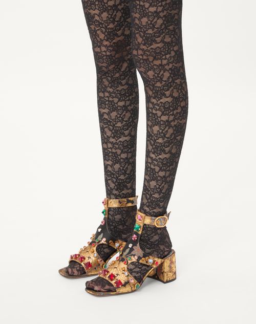 Valentino Garavani - Preshoes Sandal In Apres L'hiver Jacquard Fabric With 60mm Crystals - Multicolor - Woman - Sandals