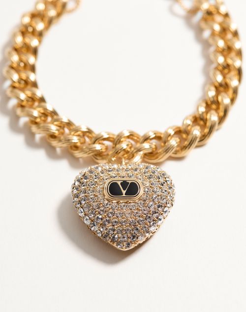 Valentino Garavani - Coeur Royal Bracelet In Metal, Enamel And Swarovski® Crystals - Gold/black/crystal - Woman - Jewellery