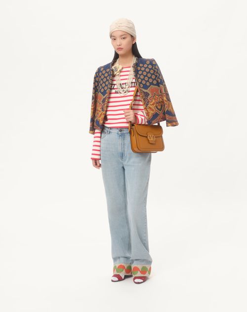 Valentino - Long-sleeved Cotton T-shirt With Chez Valentino Print - Ivory/red - Woman - T-shirts And Sweatshirts