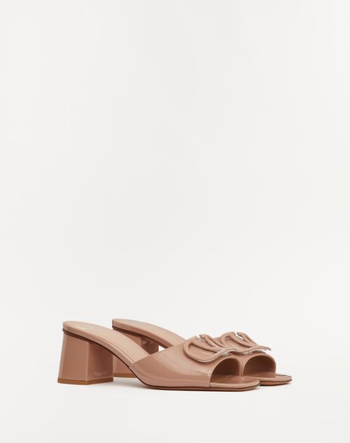 Valentino Garavani - Sandalo Slide Vlogo Signature In Vernice 60mm - Rose Cannelle - Donna - Sandali