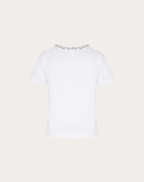 Valentino - Embroidered Cotton Jersey T-shirt - White - Woman - T-shirts And Sweatshirts