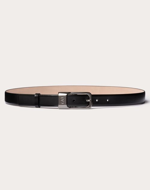 Valentino Garavani - Mini Vlogo Signature Calfskin Leather Belt 25 Mm - Black - Man - Belts - M Accessories