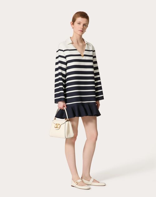 Valentino - Short Dress In Valentino Crepe Couture Roomview - Ivory/navy - Woman - Dresses
