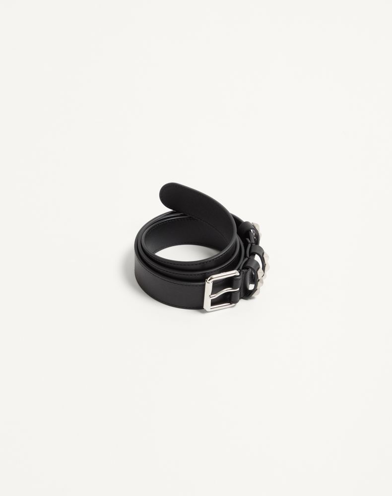 Valentino Garavani Flaneuse Belt In Shiny Calfskin 30 Mm Man Black 100