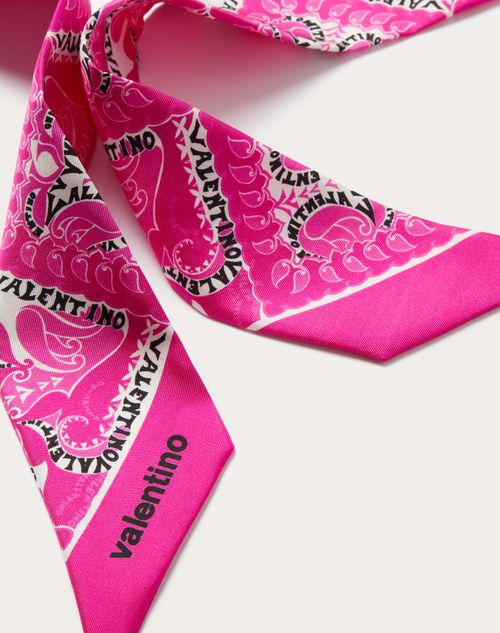 Valentino Garavani - Manifesto Bandana Silk Bandeau Scarf - Ivory/pink Pp - Woman - Soft Accessories