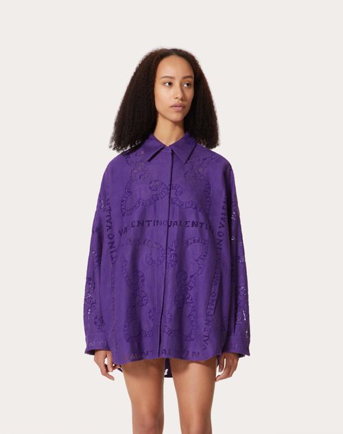 Cotton Guipure Lace Overshirt for Woman in Astral Purple