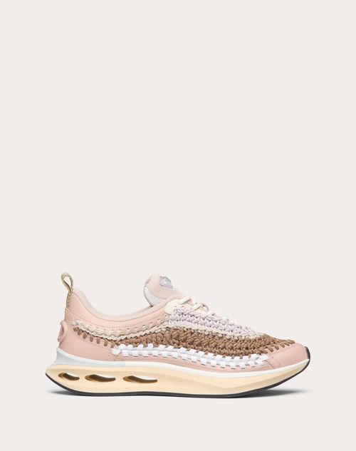 Valentino Garavani - Vlogo Easyknot Sneaker In Woven Fabric - Beige - Woman - Sneakers