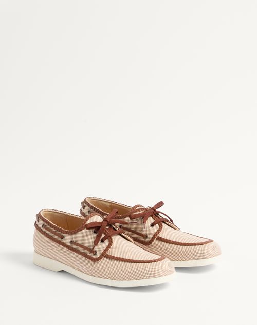 Valentino Garavani - Palm Avenue Canvas And Nappa Boat Shoe - Multicolour/tobacco - Man - Sandals