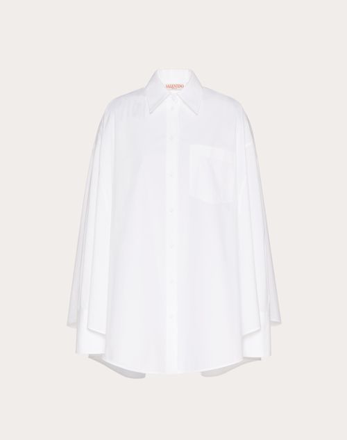 Valentino - Camisa De Popelina De Sastrería - Blanco - Mujer - Camisas Y Tops