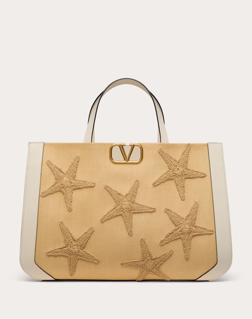 Valentino Garavani - Valentino Garavani Escape Handbag In Raffia With Embroidery - Natural/ivory - Woman - Bags