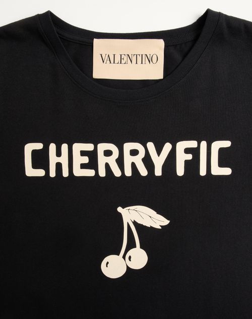 Valentino - チェリフィックプリント コットン Tシャツ - ブラック/バター - メンズ - Tシャツ/スウェット