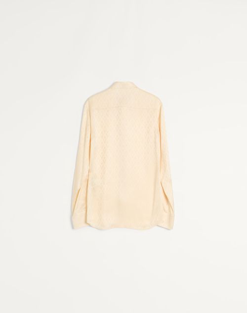 Valentino - Silk Twill Shirt With Toute La V Print - Birch - Man - Shirts