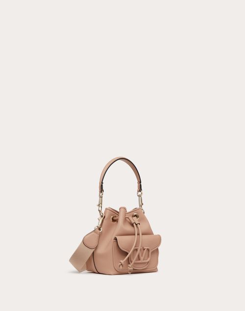 Valentino Garavani - Valentino Garavani Locò Bucket Bag Aus Kalbsleder - Rose Cannelle - Frau - Schultertaschen