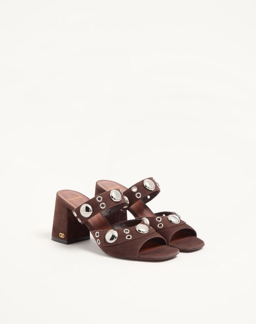 Valentino Garavani - Nellcôte Slide Sandal In Split Leather 75mm - Brown - Woman - Sandals