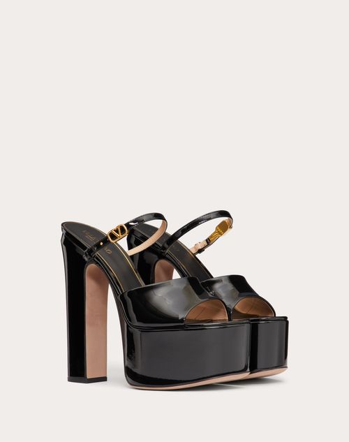 Valentino Garavani - Valentino Garavani Tan-go Platform Patent Leather Slide 155mm - Black - Woman - Tan-go - Shoes