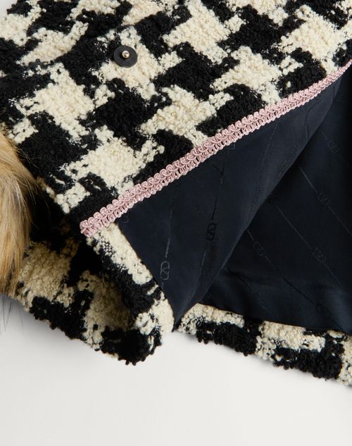 Valentino - Macro Pied De Poule Tweed Jacket - Ivory/black - Woman - Jackets And Blazers
