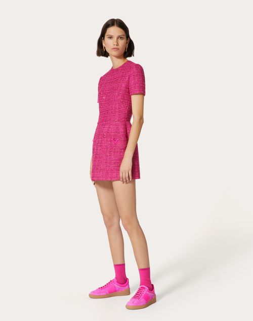 Valentino - Short Dress In Glaze Tweed Light - Pink Pp - Woman - Shelve - Pap Pink Pp