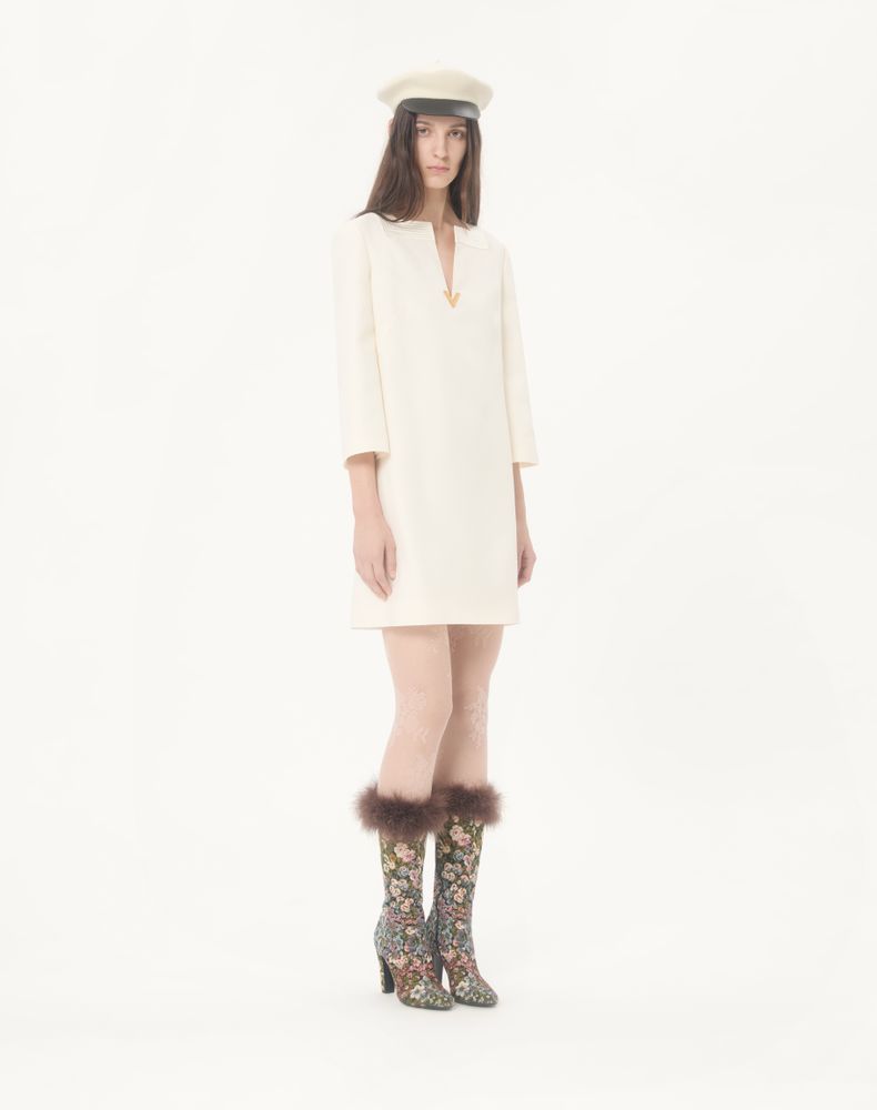 Valentino Crepe Couture Short Dress Woman Ivory 36