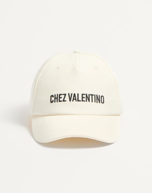 Valentino Garavani - Chez Valentino Cotton Baseball Cap - Black/ivory - Woman - Small Gifts